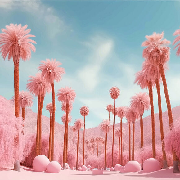 Mode Puppe Rosa Strand Palme Hintergrund M7-104