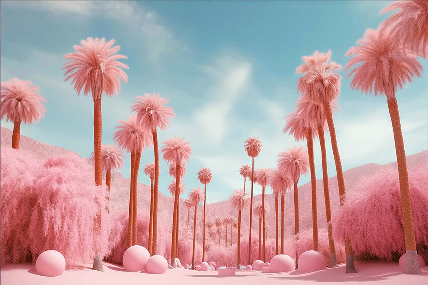 Mode Puppe Rosa Strand Palme Hintergrund M7-104