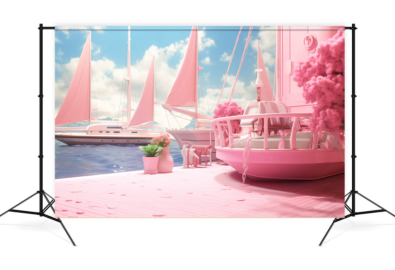 Rosa Strand Yacht Fantasie Puppen Hintergrund M7-107