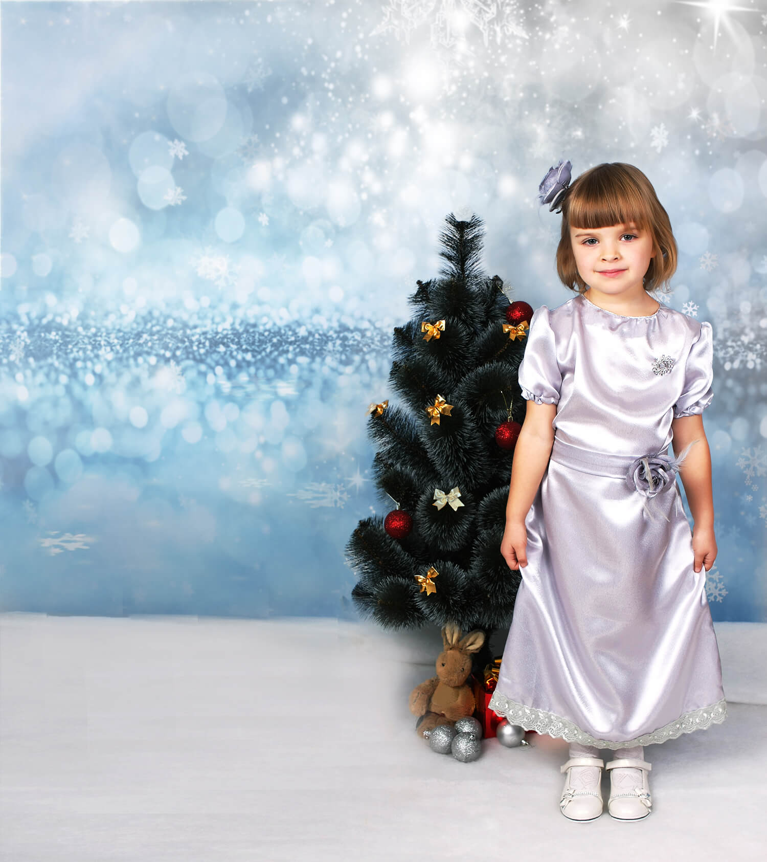 Wintereis Fallender Schneeflocken Fotohintergrund M7-45