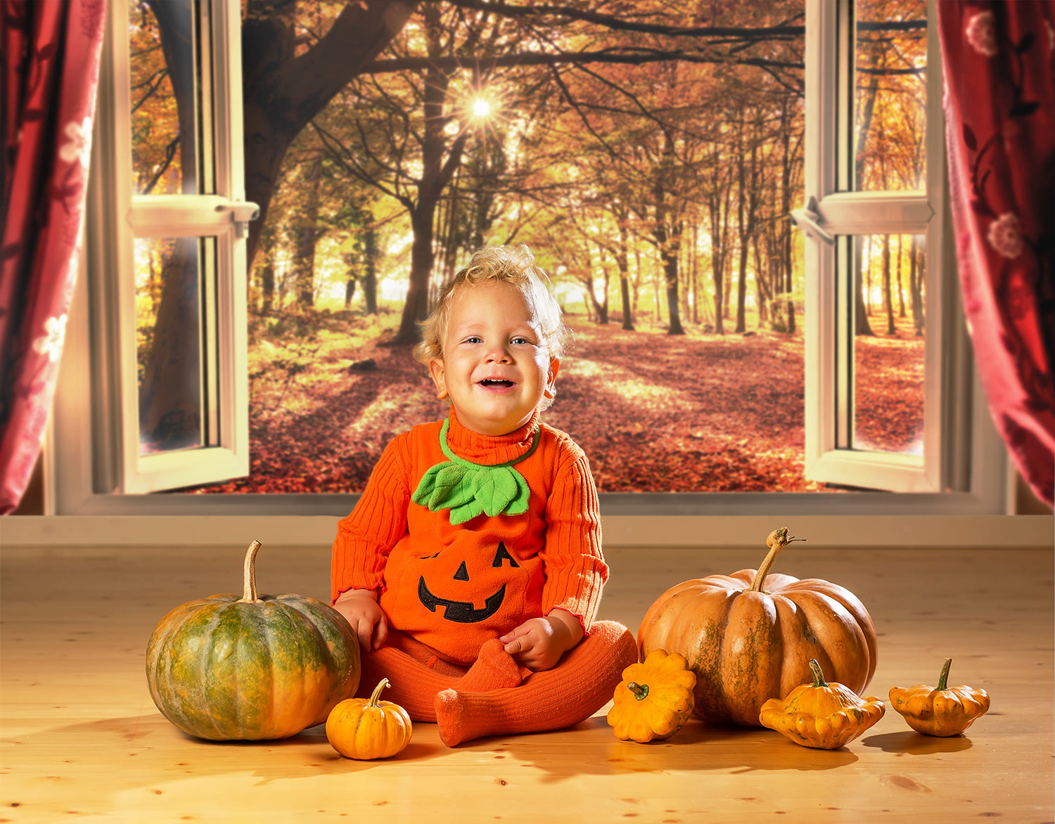 Hintergrundbild Herbst Wald Sonnenaufgang Fenster Landschaft M7-81
