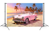 Sommer Strand Rosa Auto Modepuppen Hintergrund M7-99