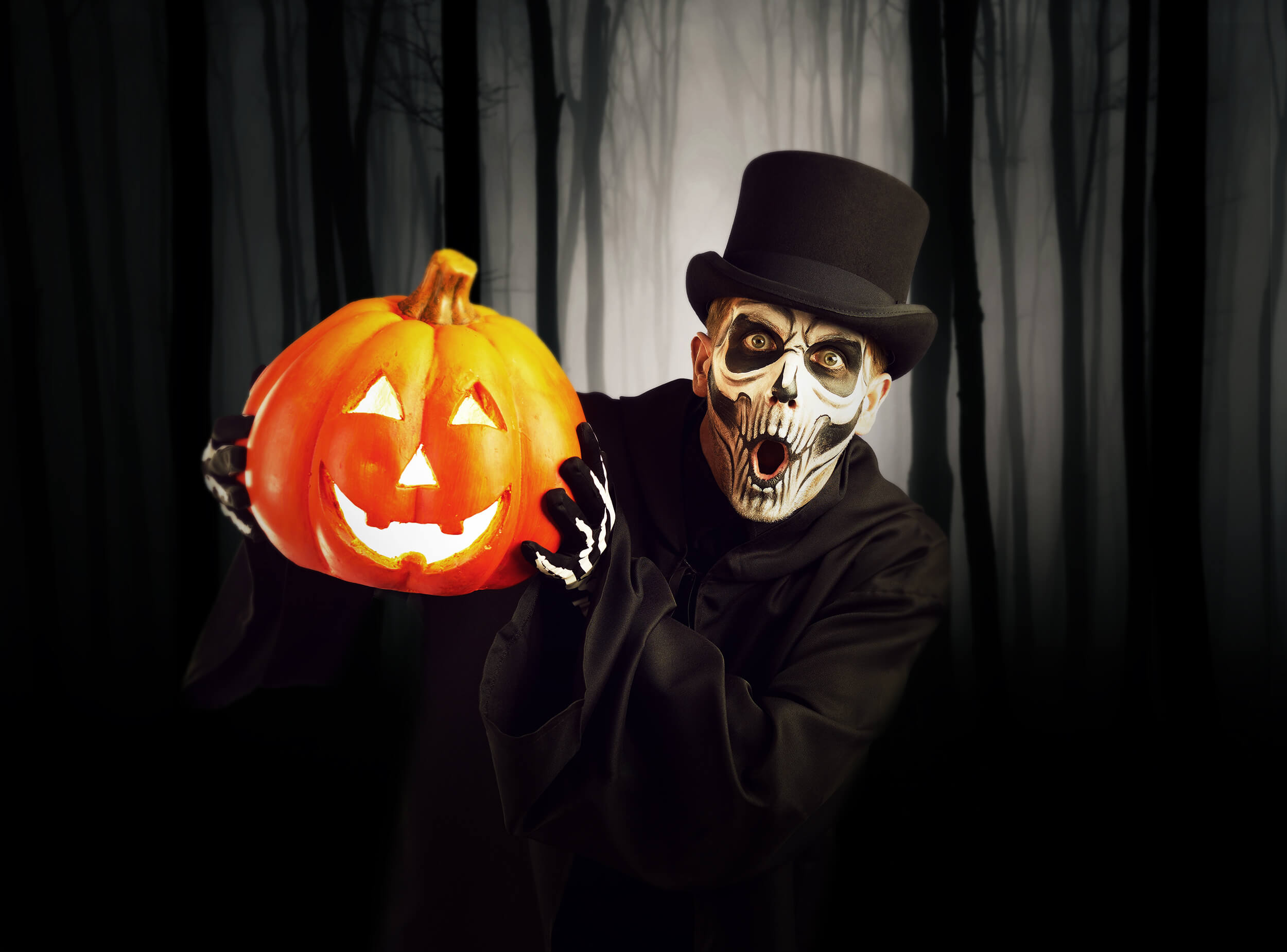 Halloween dunkel düstere Nacht Wald Hintergrund M8-10