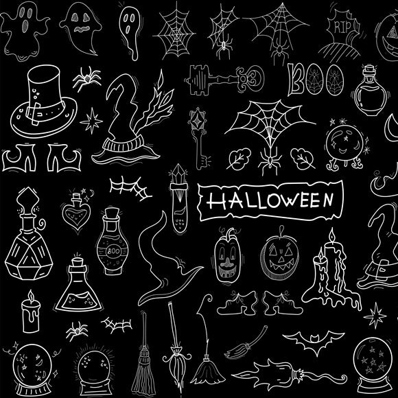 Halloween-Gekritzel Handgezeichnete Tafelkulisse M8-16