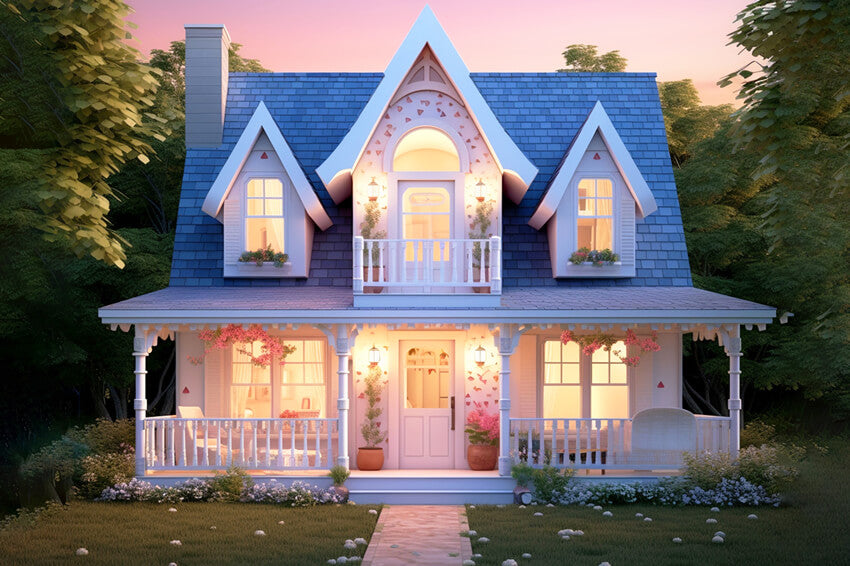 Mode Puppe Fantasy Haus Lichter Hintergrund M8-37