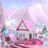 Rosa Cartoon Candy House Berg Kulisse M8-43
