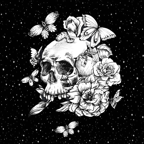 Gezeichnete Gothic Floral Totenkopf Halloween Hintergrund M8-44