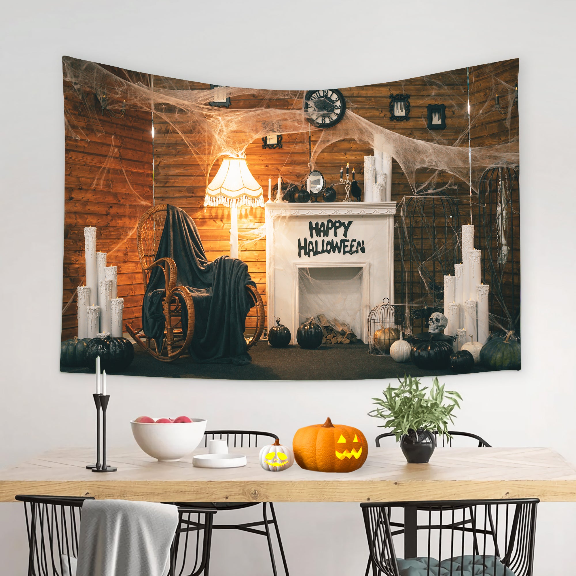 Fröhliches Halloween Spinnennetz Wandteppich Home Hanging T-M8-49