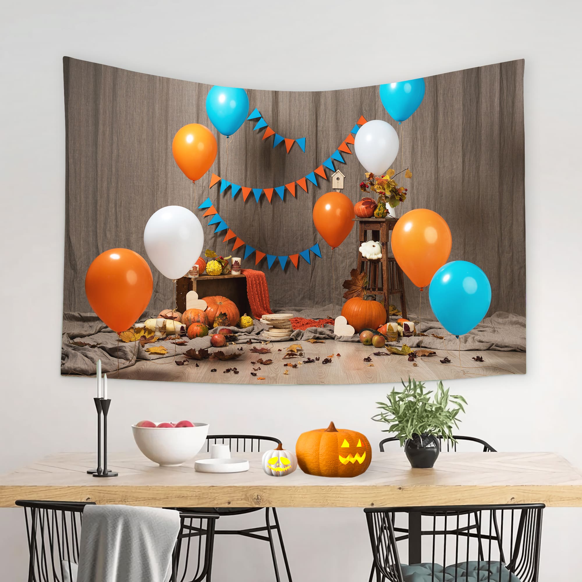 Bunte Luftballons Banner Kürbis Herbst Kulisse M8-50