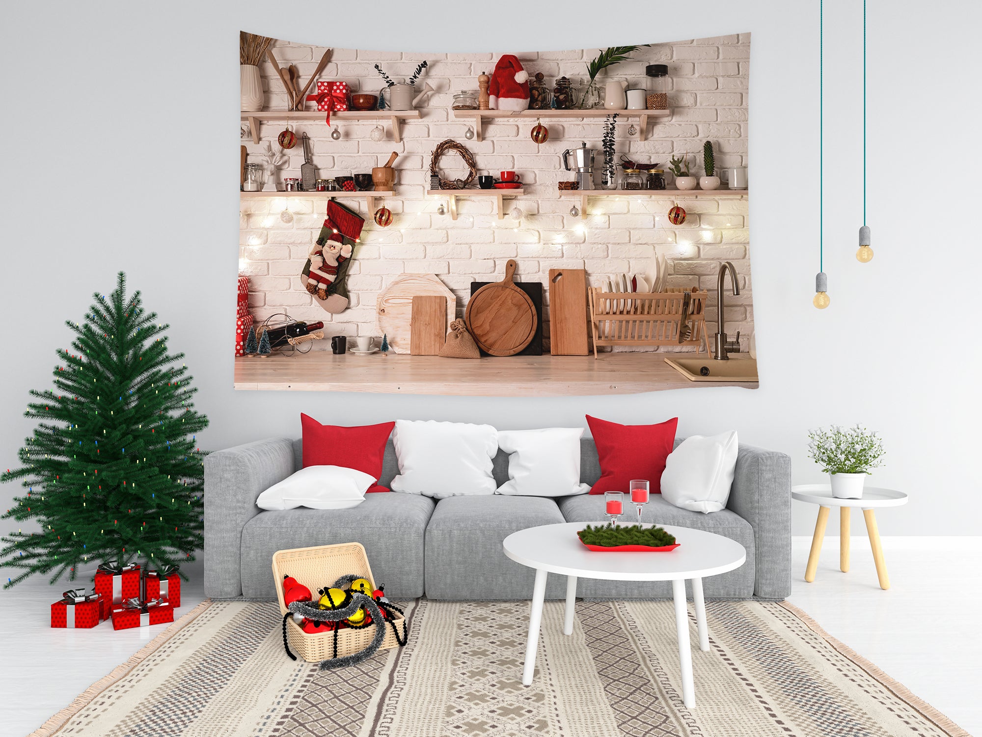 Weihnachten Küche Thema Wandteppich Festival Dekor T-M8-62