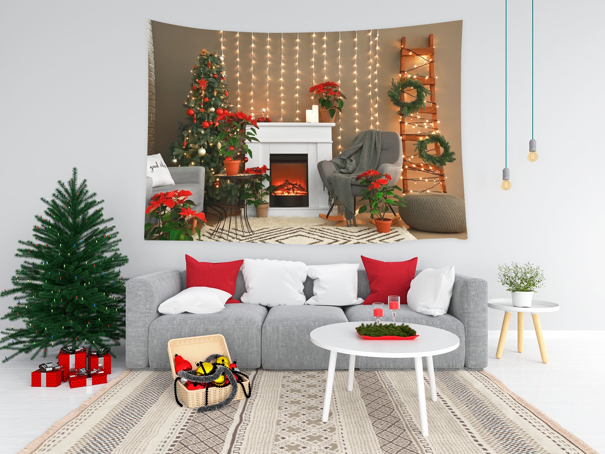 Weihnachten Kamin Wandteppich Wandbehang Dekor T-M8-69