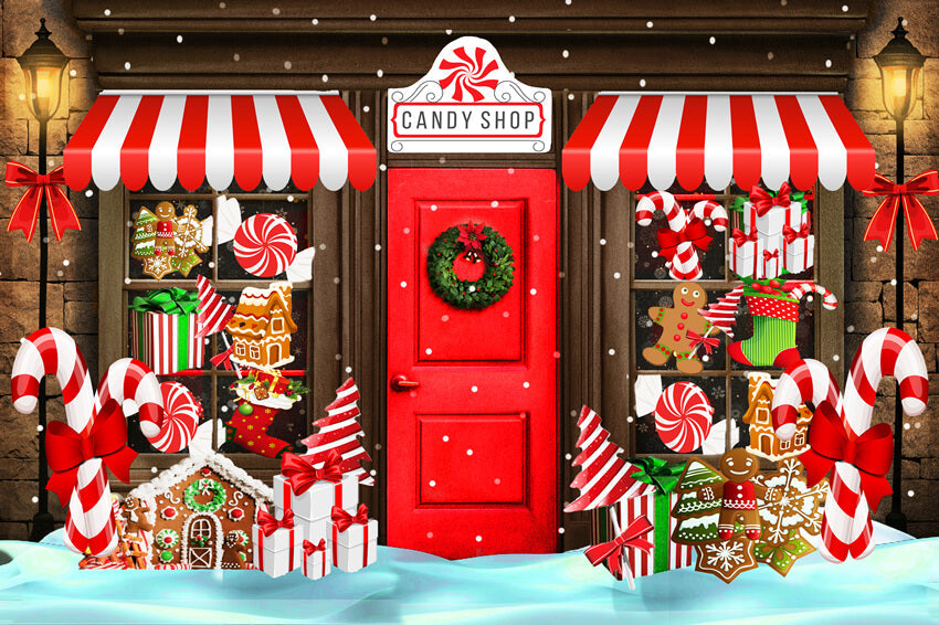 Weihnachten Candy Shop Schnee Fotografie Hintergrund M8-78(NUR 1)
