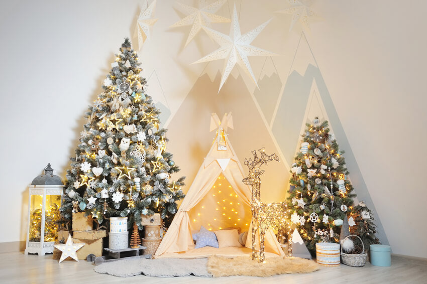 weihnachtsbaum zelt Dekorierter Weihnachtsbaum Zelt Haus Kulisse M9-14