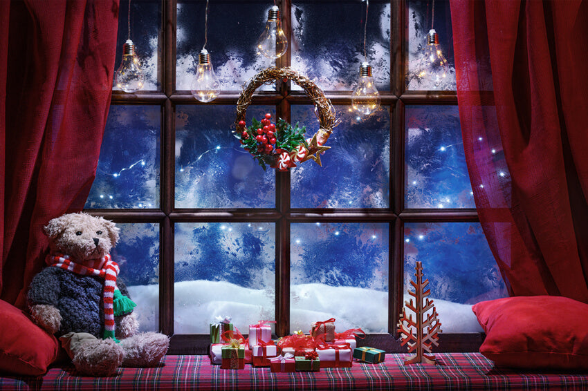 Weihnachten Fenster Winter Schnee Wunderland Kulisse M9-21 – Dbackdrop.de