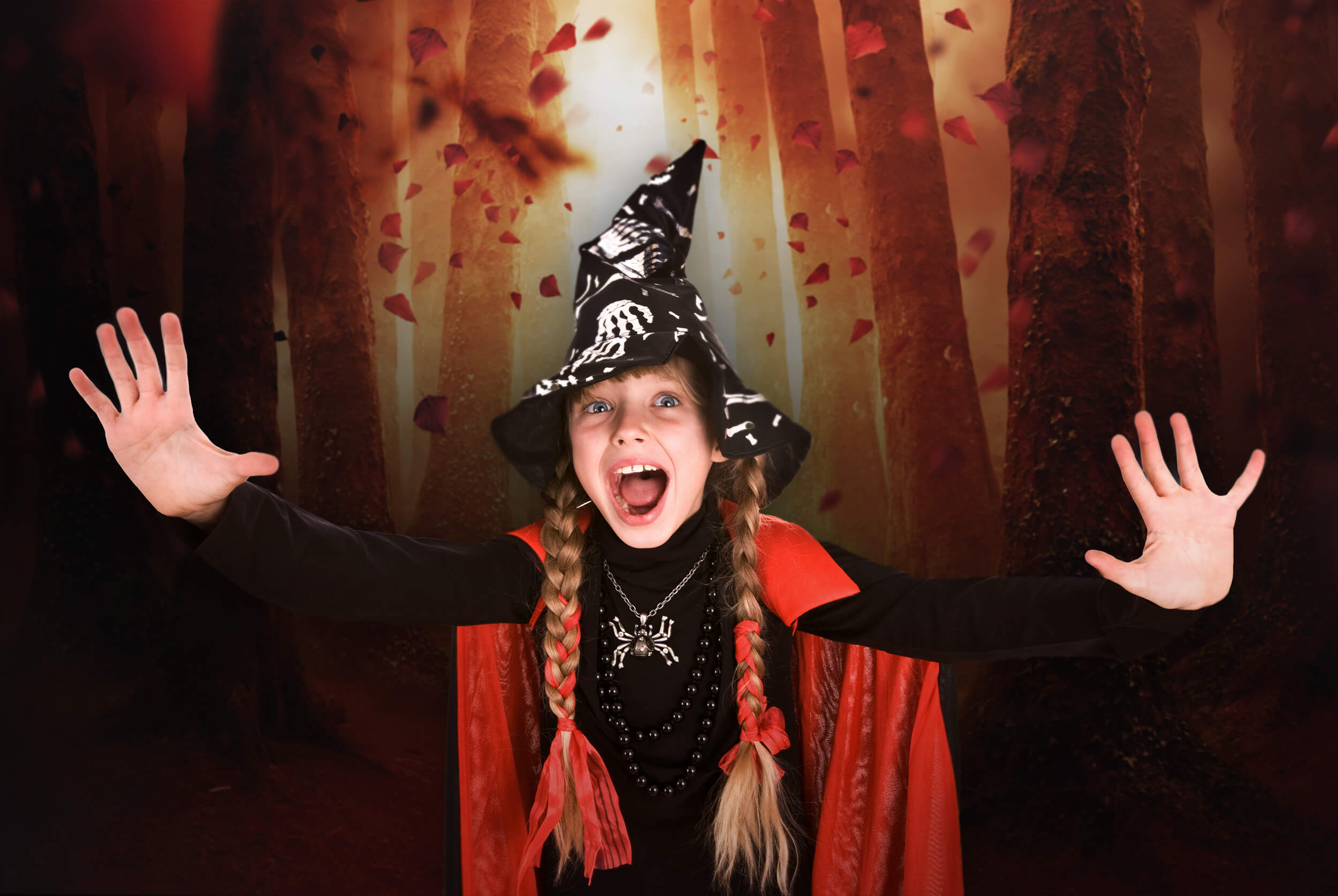 Herbst Wald Weg fallenden Blättern Hintergrund M9-31