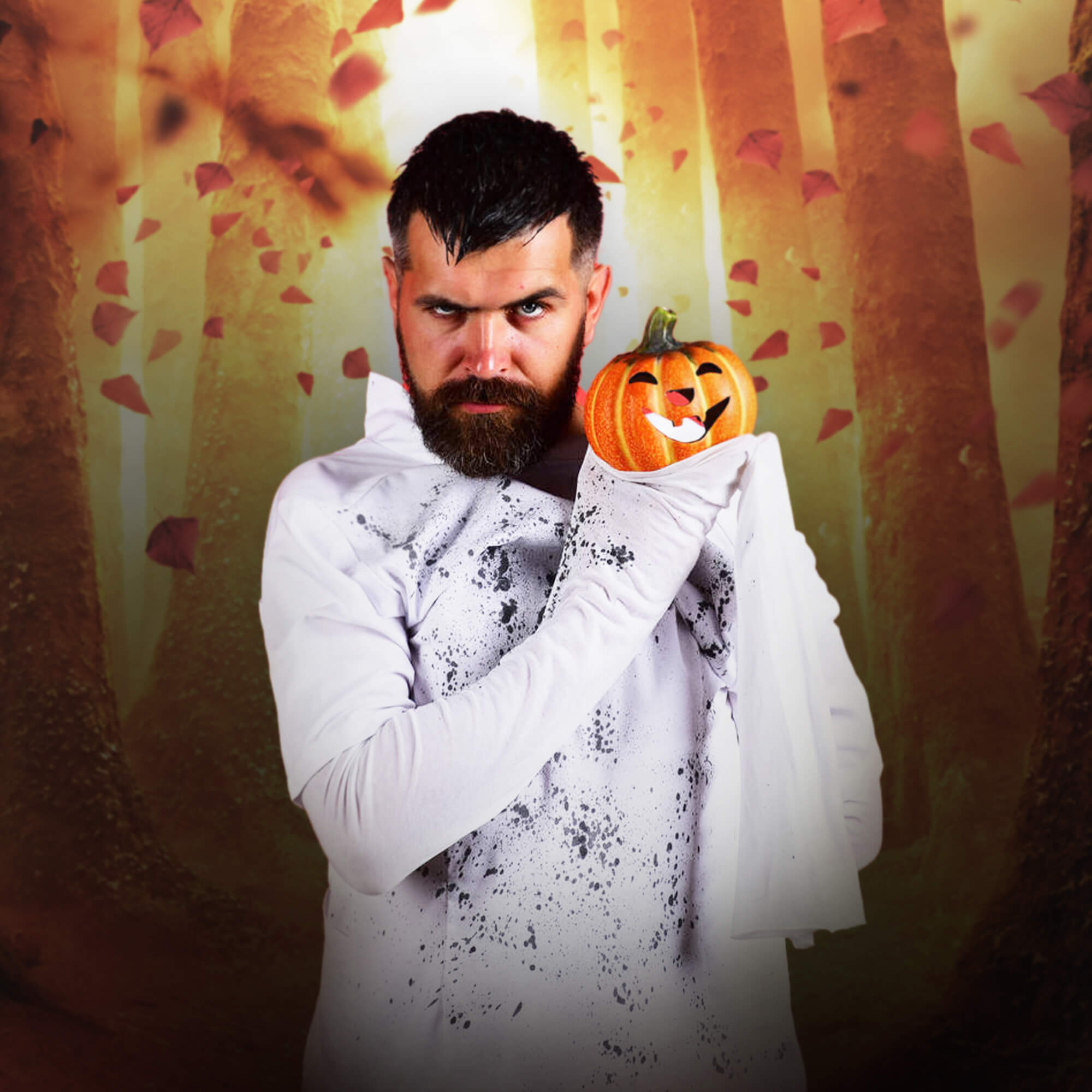 Herbst Wald Weg fallenden Blättern Hintergrund M9-31