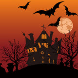 Halloween Spooky House Mond Fledermaus Hintergrund M9-44