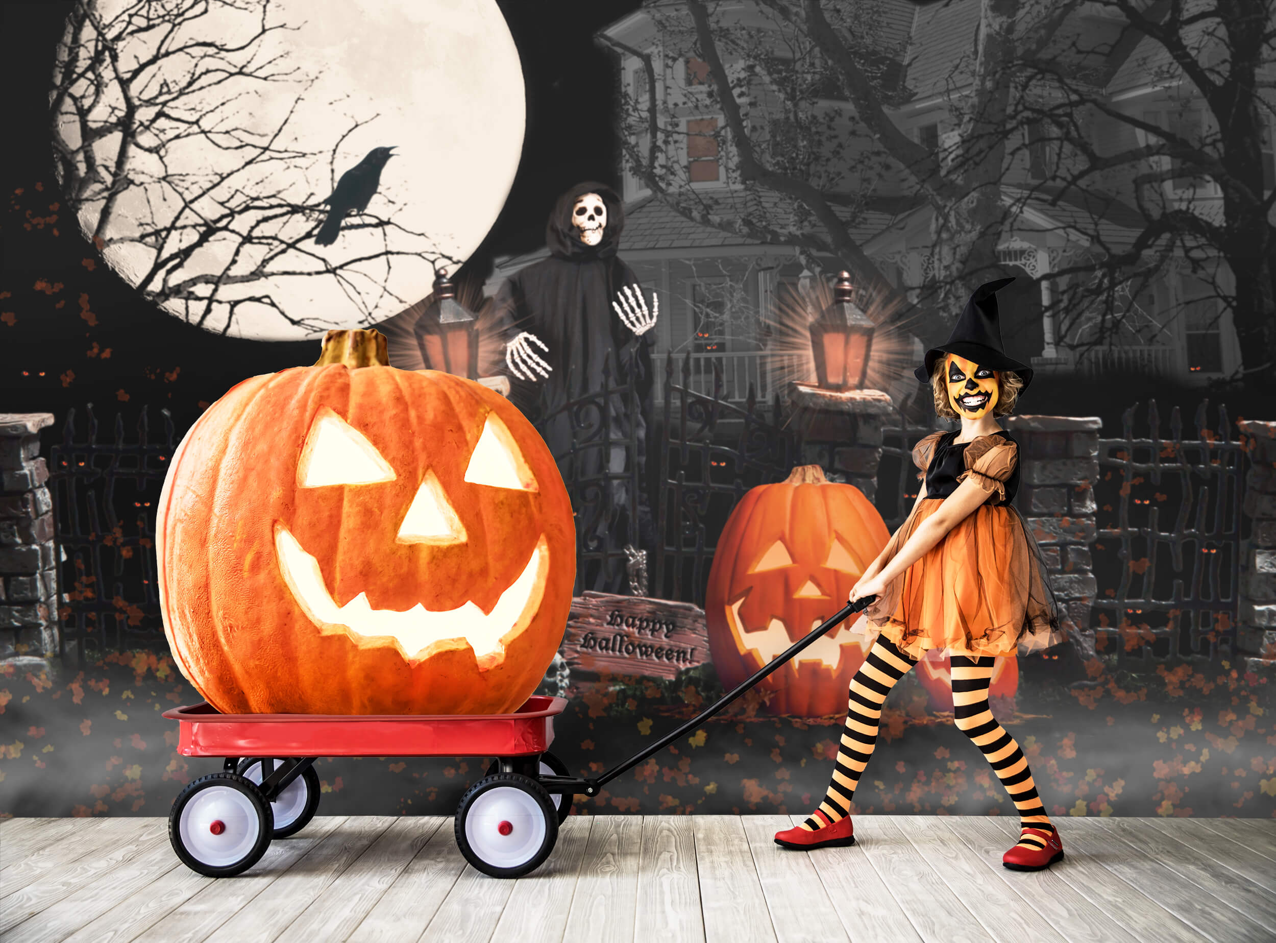 Halloween Spooky Grave Ghost Fotografie Hintergrund M9-49