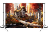 Herbstliche Ahornblätter Waldhütten Hintergrund M9-86