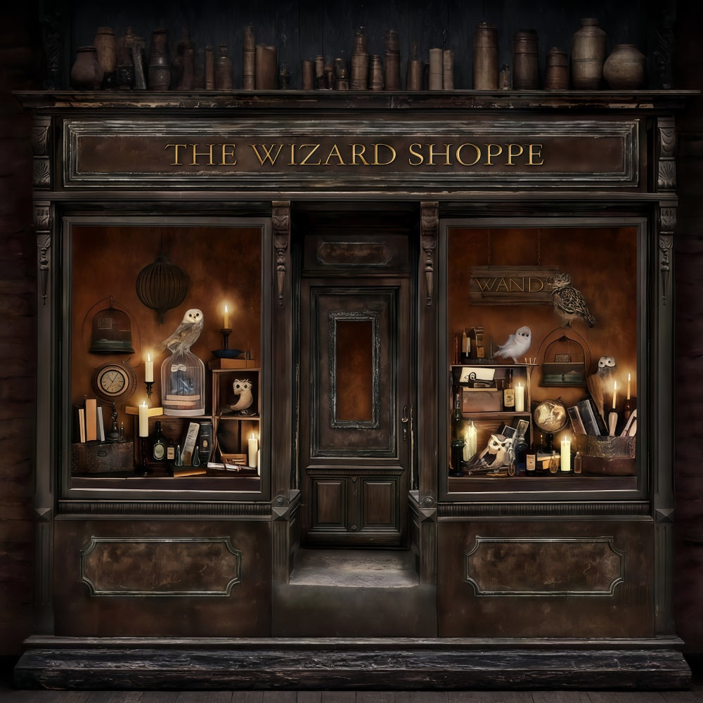 Halloween-Hintergrund Magischer Zauberer Schaufenster Halloween-Fotohintergrund MRR10-23