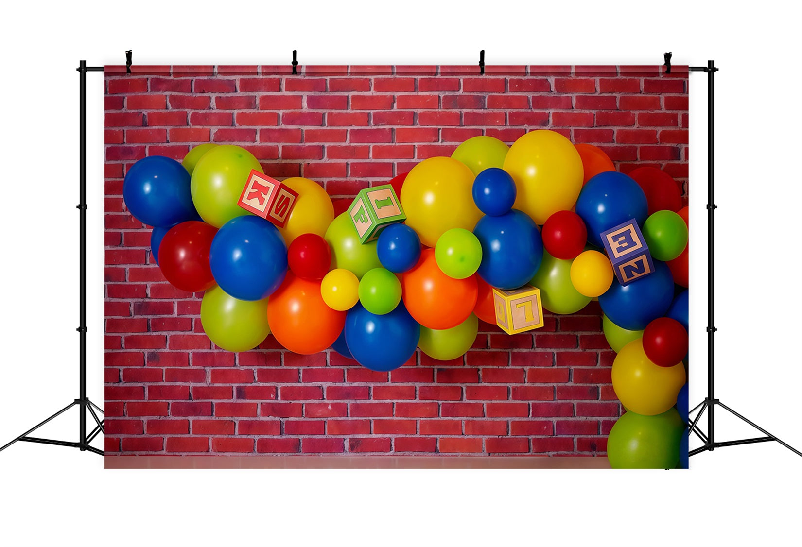 Geburtstags-Fotohintergrund Bunte Luftballons Blöcke Cake Smash-Hintergrund MRR10-26