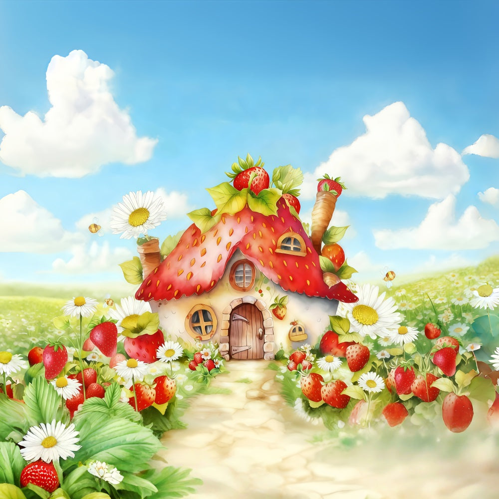 Kinder-Hintergründe Erdbeerhaus Blumen Neugeborenen-Hintergrund MRR10-28