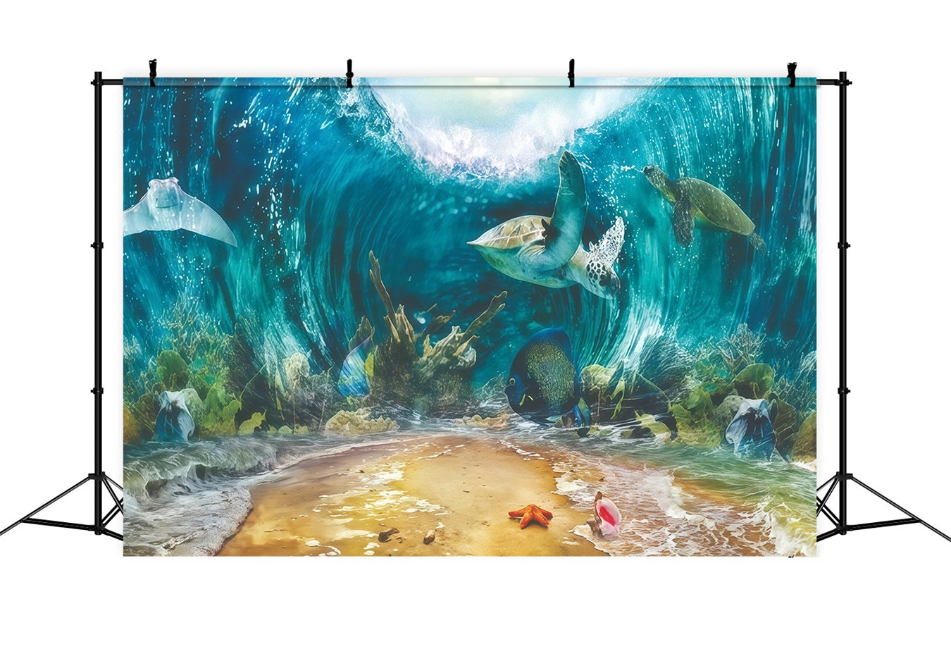 Cake Smash-Hintergrund Unterwasser-Meeresleben Schildkröten 1. Geburtstag-Hintergrund MRR10-37