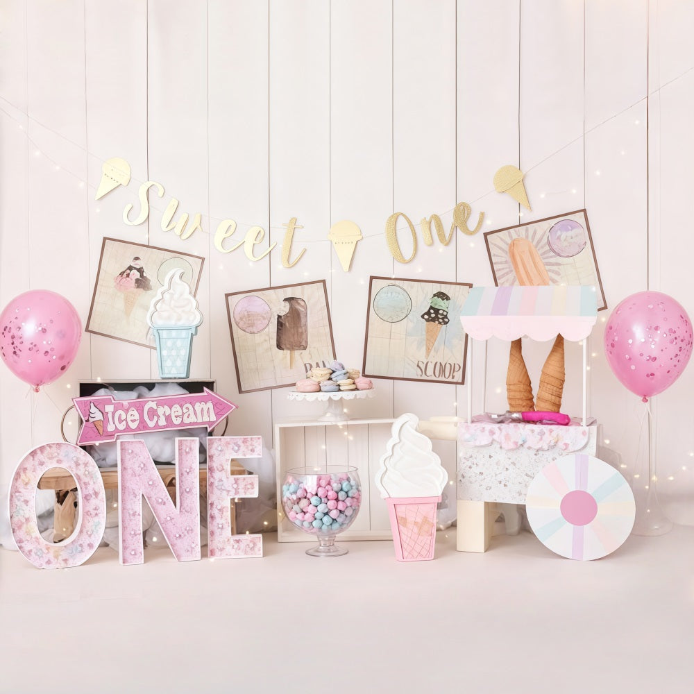 1. Geburtstagskulisse Süße Eiscremeparty Cake Smash-Kulisse MRR10-41