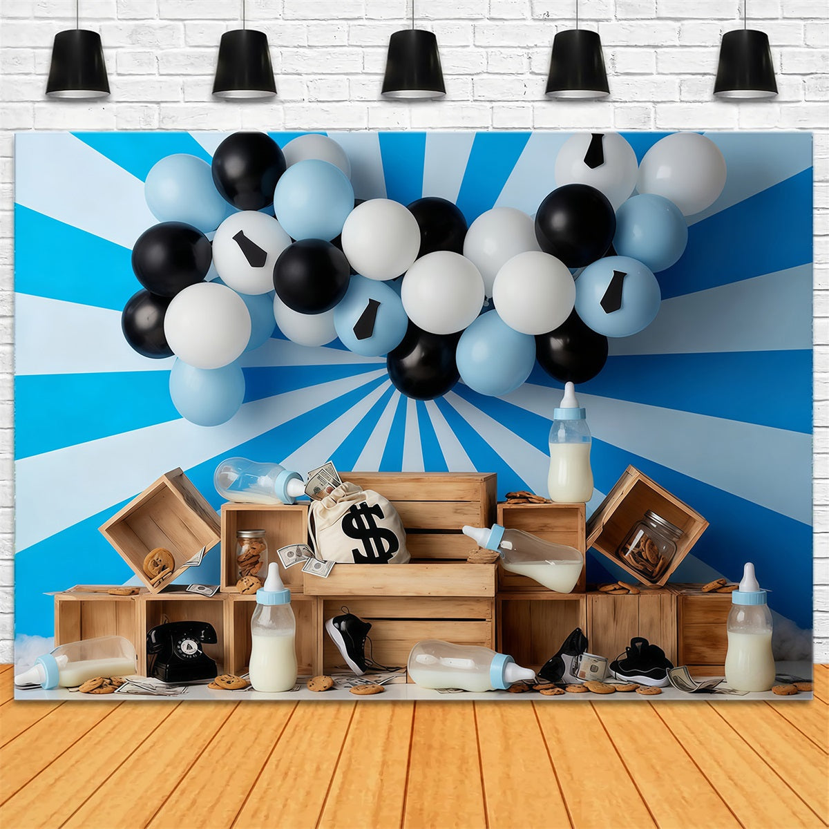 Kuchen-Smash-Hintergrund Geld Baby-Mottoparty Geburtstagshintergrund MRR10-47