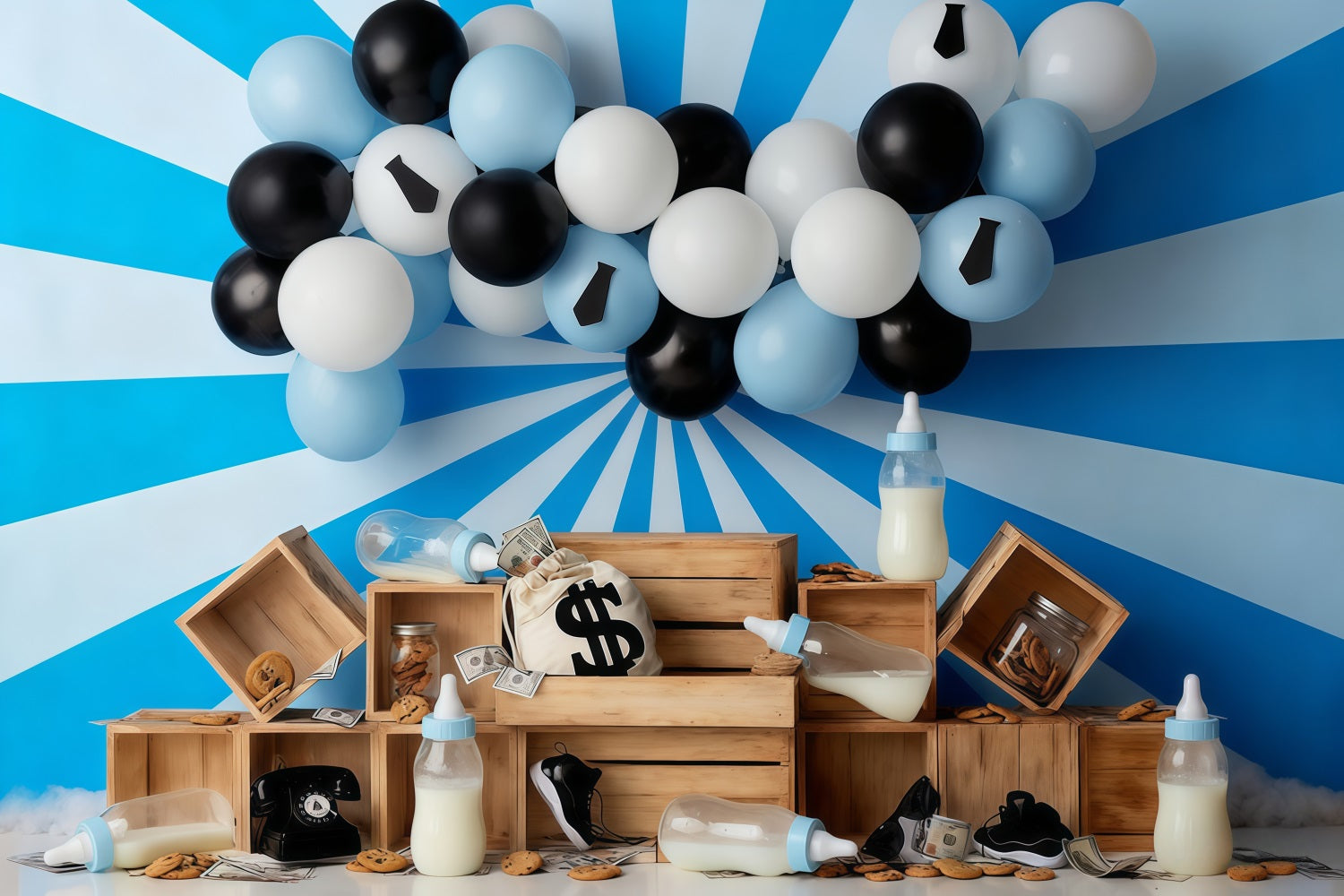 Kuchen-Smash-Hintergrund Geld Baby-Mottoparty Geburtstagshintergrund MRR10-47