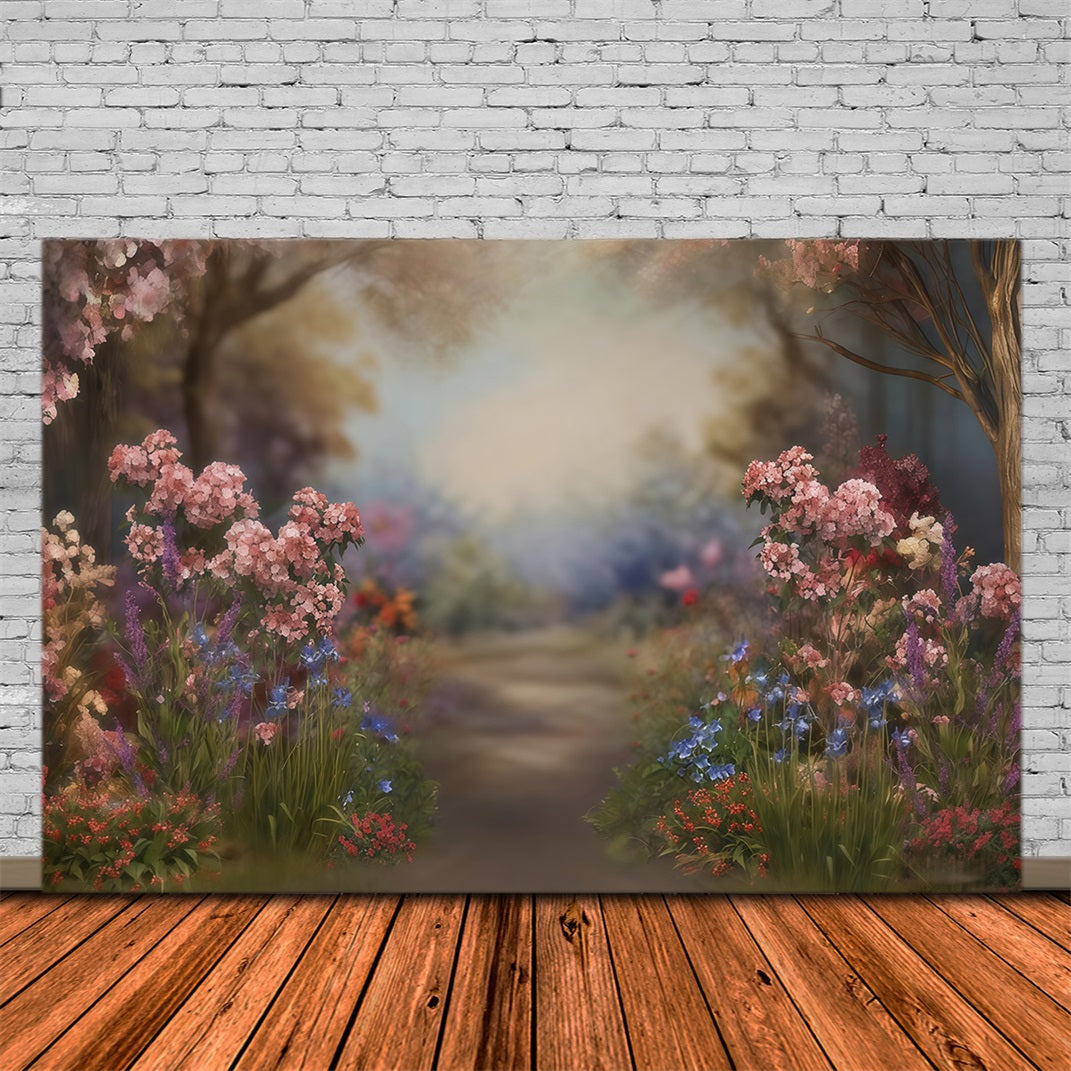Fine Art-Hintergründe Blumenweg Blühende Bäume Künstlerischer Hintergrund MRR10-57