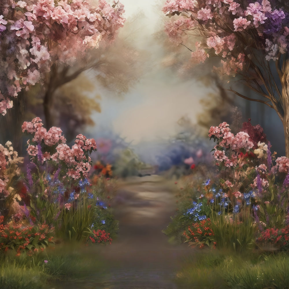 Fine Art-Hintergründe Blumenweg Blühende Bäume Künstlerischer Hintergrund MRR10-57