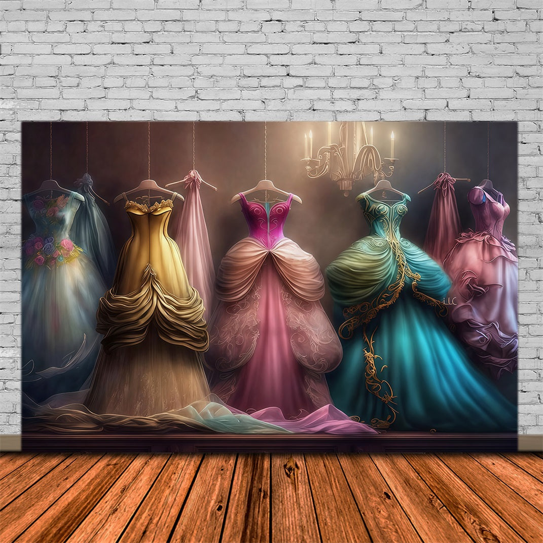 Vintage-Hintergrund Prinzessinnenkleider Eleganter Kleiderschrank Retro-Hintergrund MRR10-58