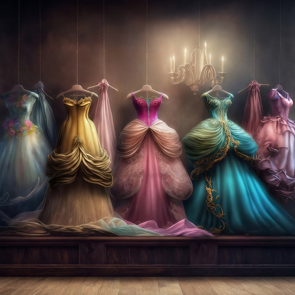 Vintage-Hintergrund Prinzessinnenkleider Eleganter Kleiderschrank Retro-Hintergrund MRR10-58