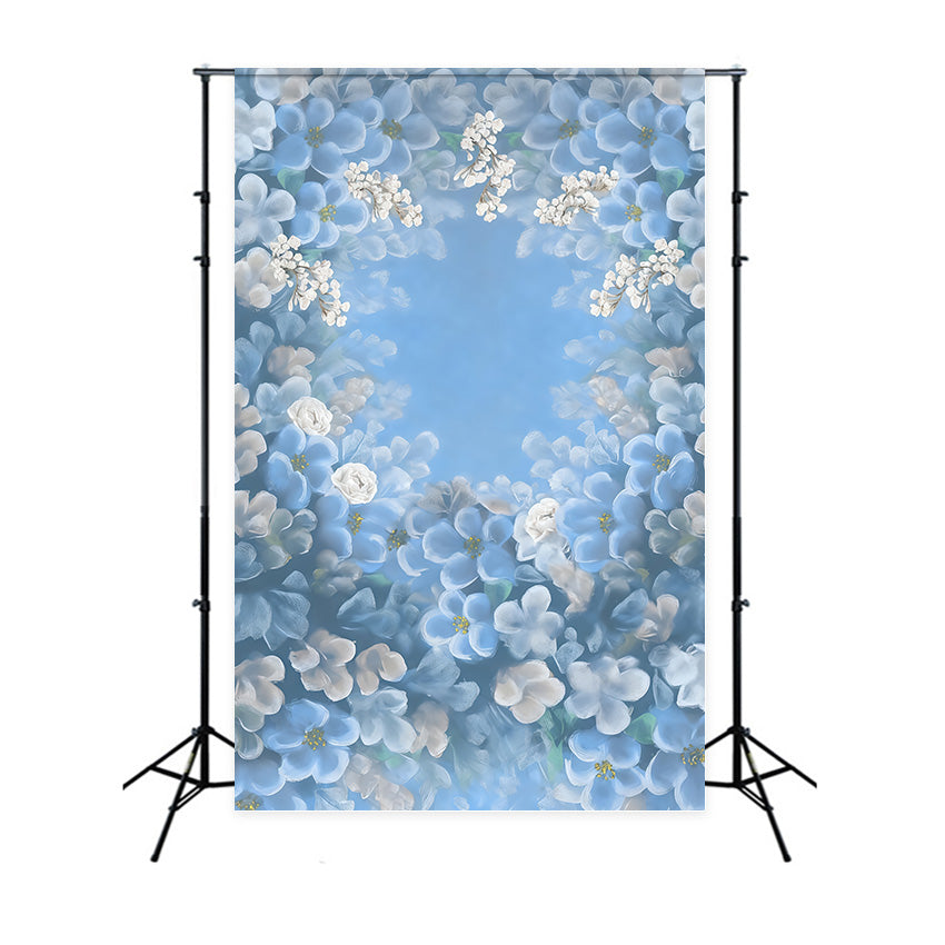 Künstlerischer Hintergrund Aquarell Blau Blühende Blumen Kunstvolle Hintergründe MRR10-59