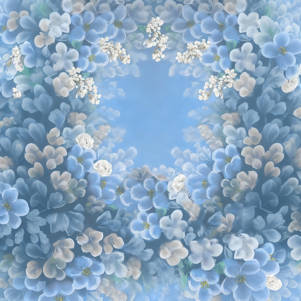 Künstlerischer Hintergrund Aquarell Blau Blühende Blumen Kunstvolle Hintergründe MRR10-59