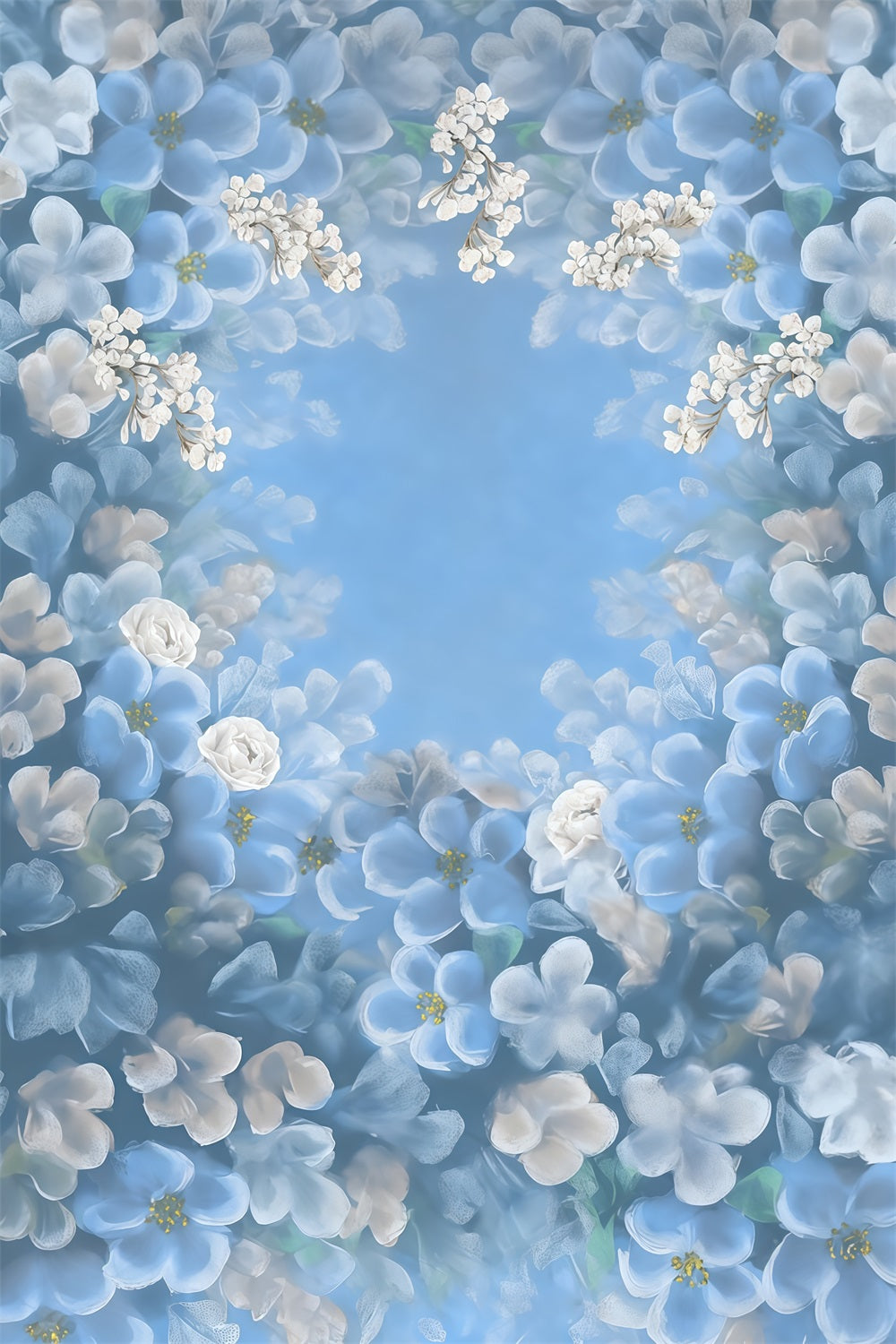 Künstlerischer Hintergrund Aquarell Blau Blühende Blumen Kunstvolle Hintergründe MRR10-59