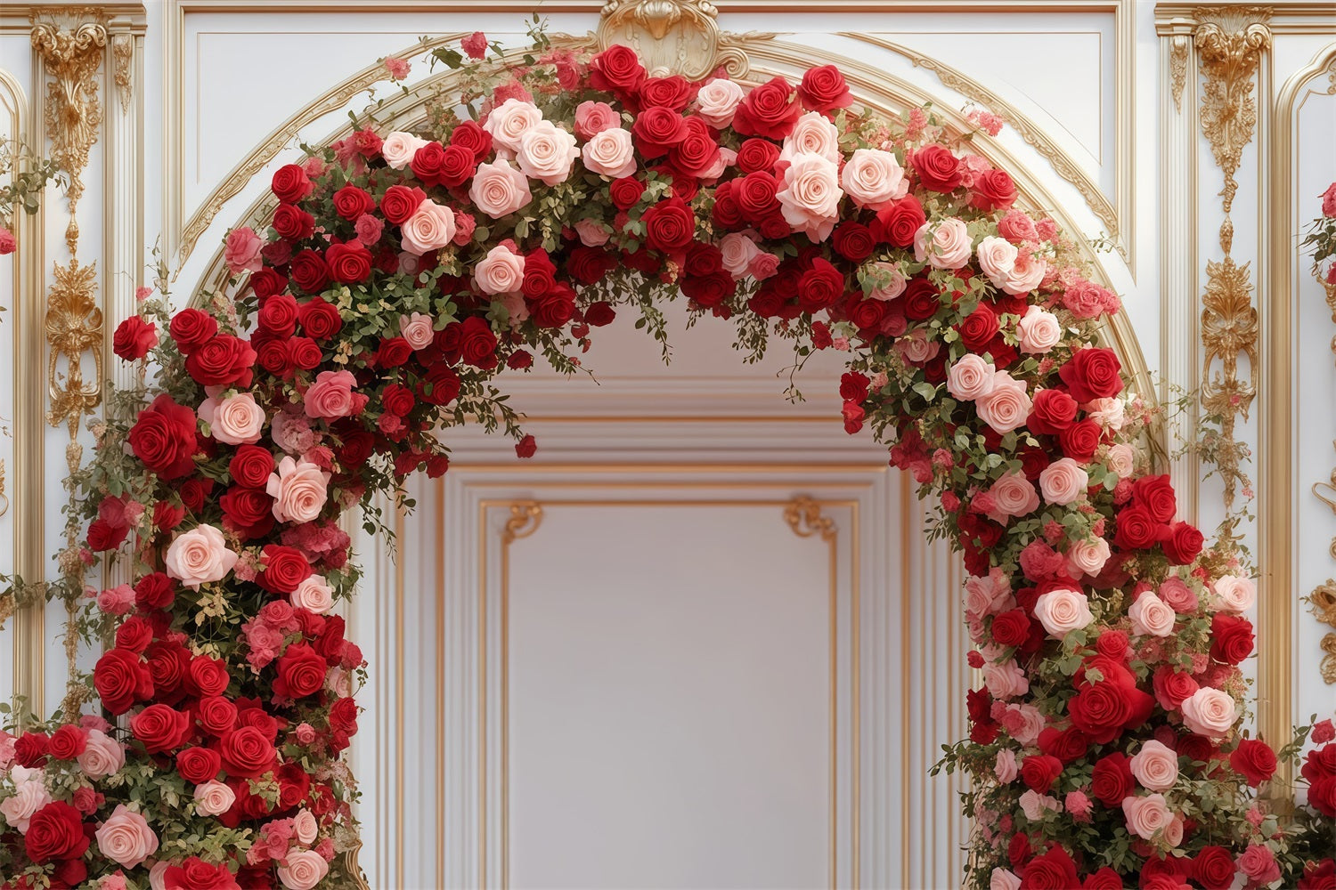 Valentinstag-Foto-Hintergrund Luxuriöser Rosenblumenbogen Valentinstag-Hintergründe MRR11-100