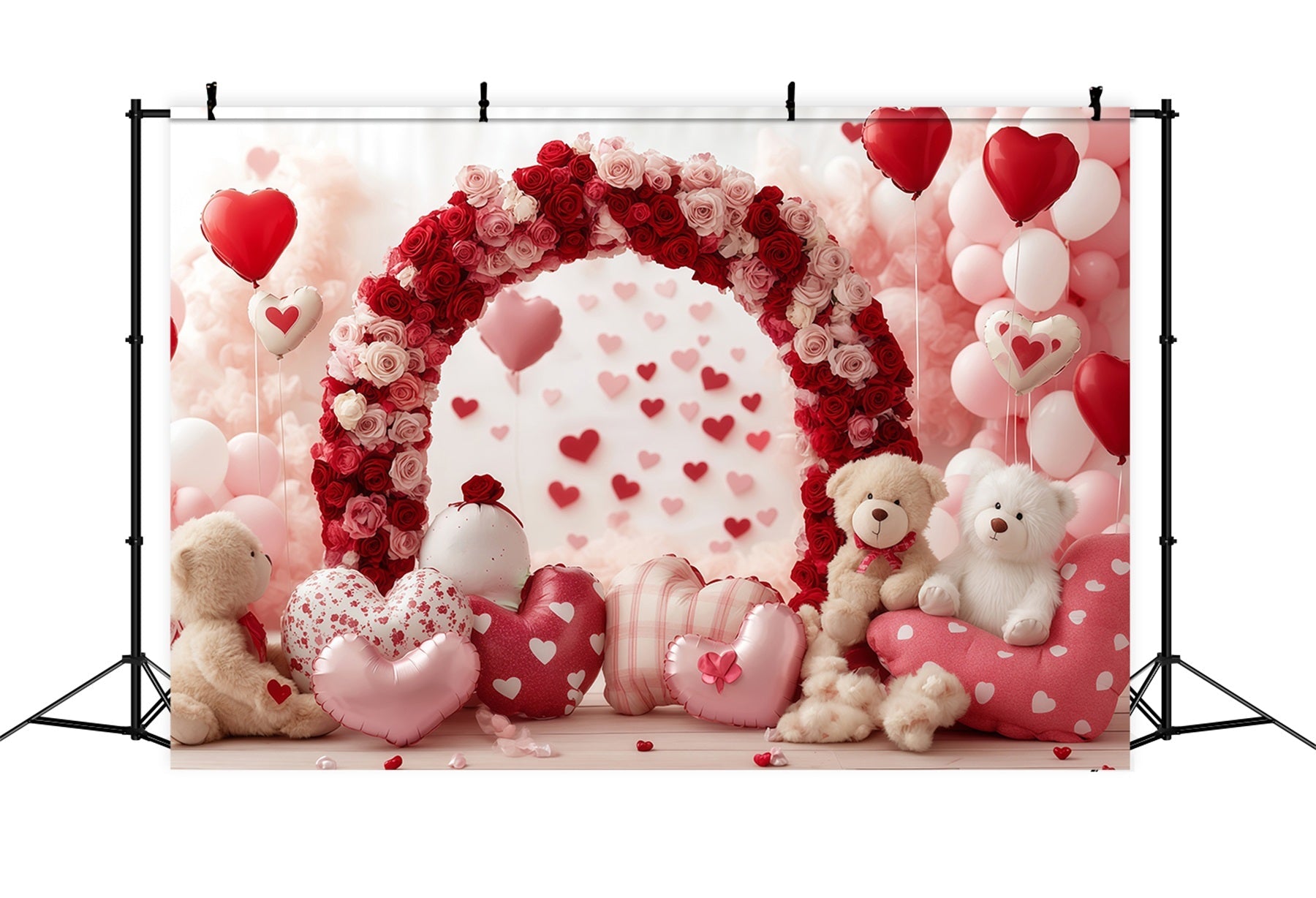 Valentinstag-Hintergründe Rosenbär Herzbogen Valentinstag-Ballon-Hintergrund MRR11-103