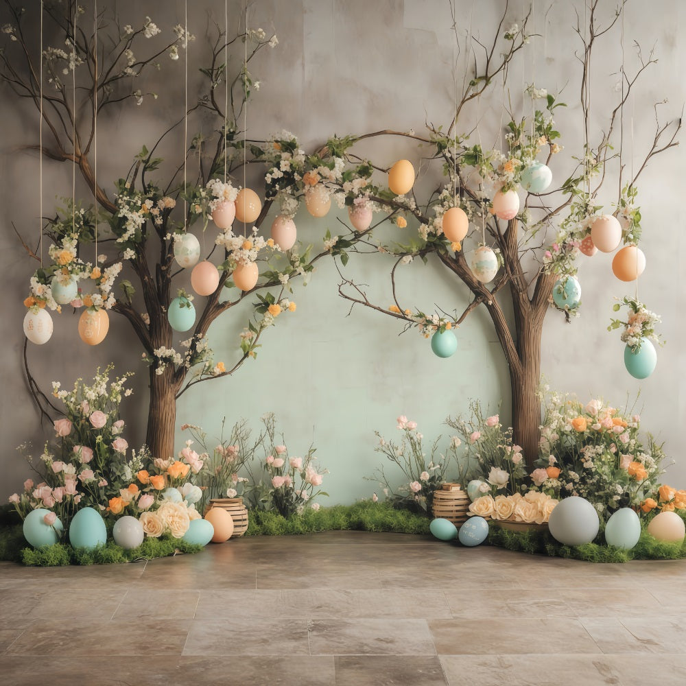 Hintergrund für Ostereiersuche Frühlingsblüten-Eier-Garten Osterhintergrund MRR11-77