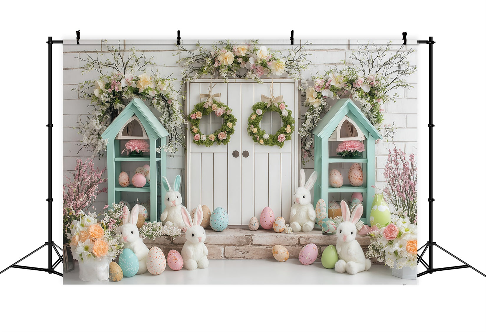 Ideen für Osterfotohintergründe Frühlingshäuschen Hase Hase Hintergrund MRR11-81