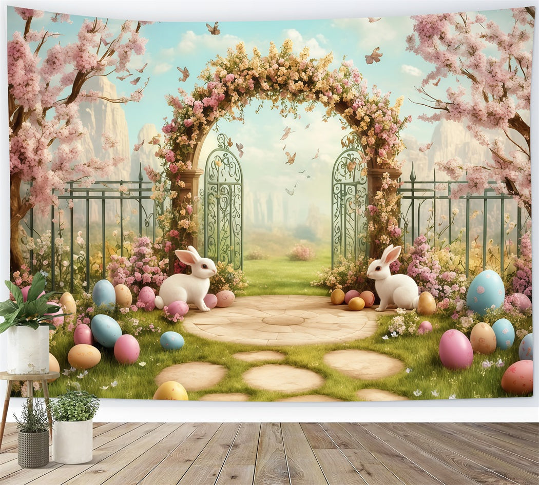 Ideen für Osterfotohintergründe Minzblumen-Hase-Eingang Osterhintergrund MRR11-93