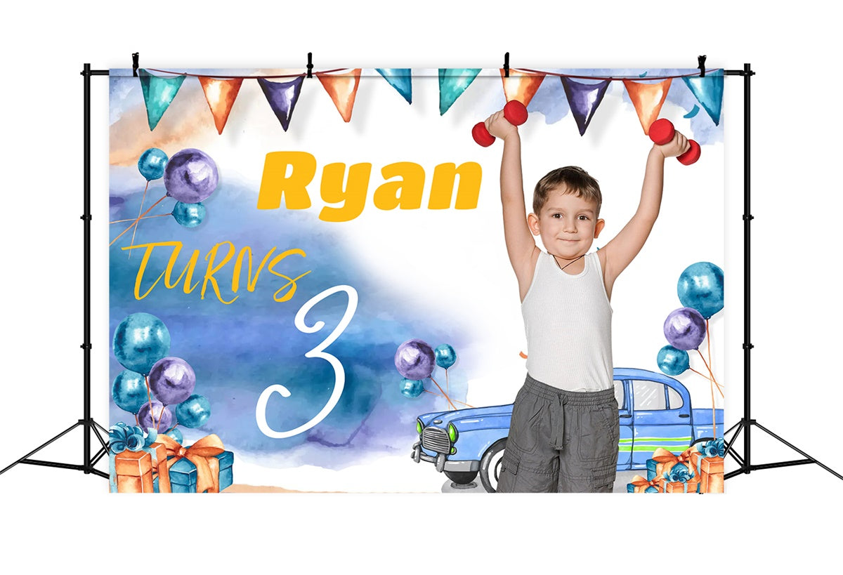 Custom Birthday Backdrops Aquarell blauen Ballon Hintergrund MRR3-11