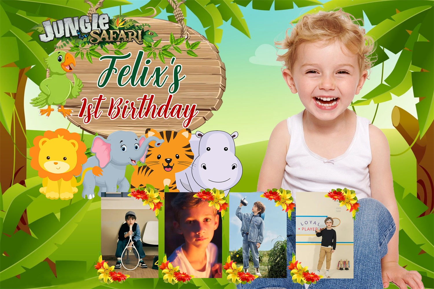 Individuelle Geburtstagsparty Backdrop Cute Safari Zoo Backdrop MRR3-12