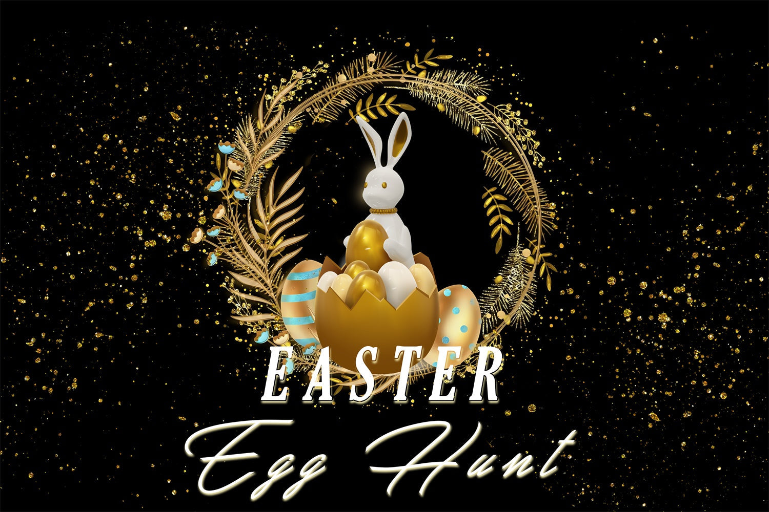 Ostern Fotohintergründe Luxus Schwarz-Gold Hase benutzerdefinierte Hintergrund MRR3-127