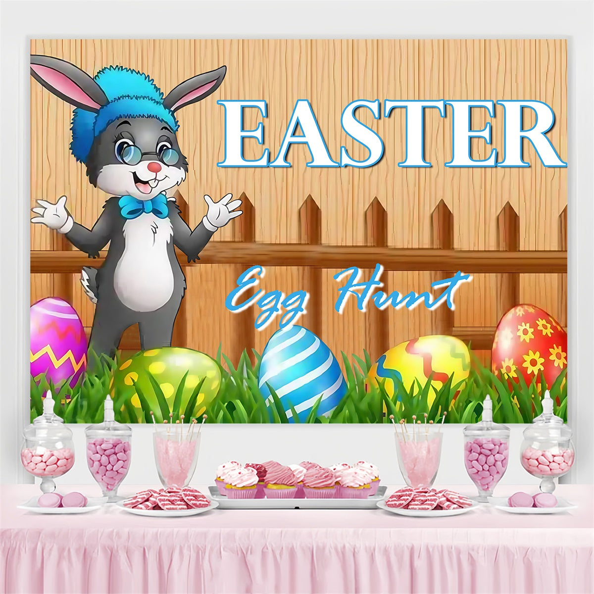 Ostern Fotohintergrund Rustikaler Hase Holzzaun Benutzerdefinierte Kulisse MRR3-129