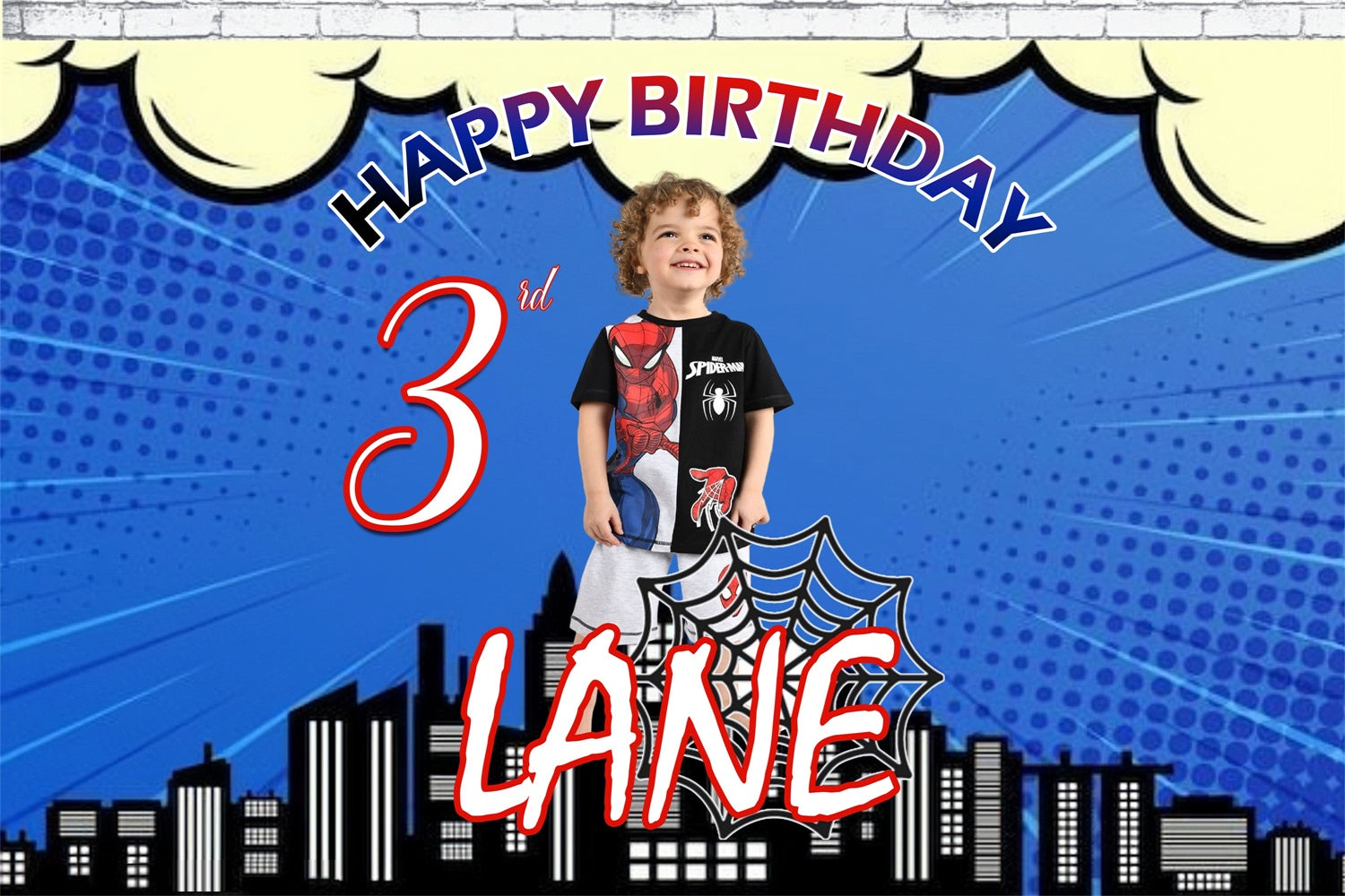 Geburtstag Backdrop Personalisierte Superheld Comic Stadt Hintergrund MRR3-13