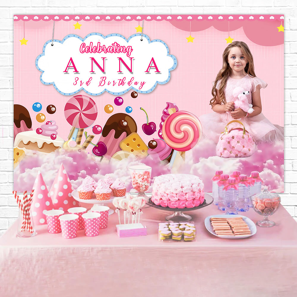Customize Geburtstag Backdrop Candy Kingdom Dreamland Backdrop MRR3-15