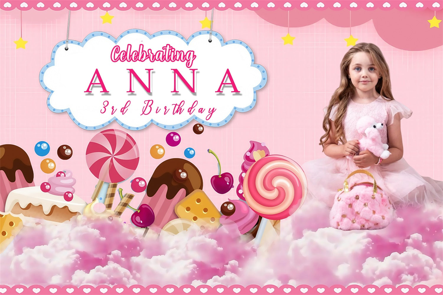 Customize Geburtstag Backdrop Candy Kingdom Dreamland Backdrop MRR3-15