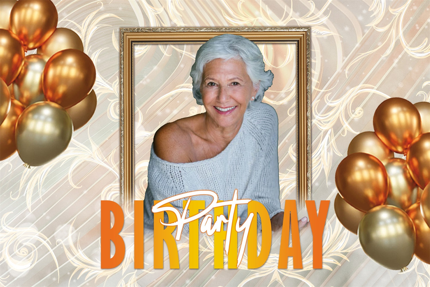 Personalisierte Backdrop für Geburtstag Goldene Ballon Elegant Backdrop MRR3-158